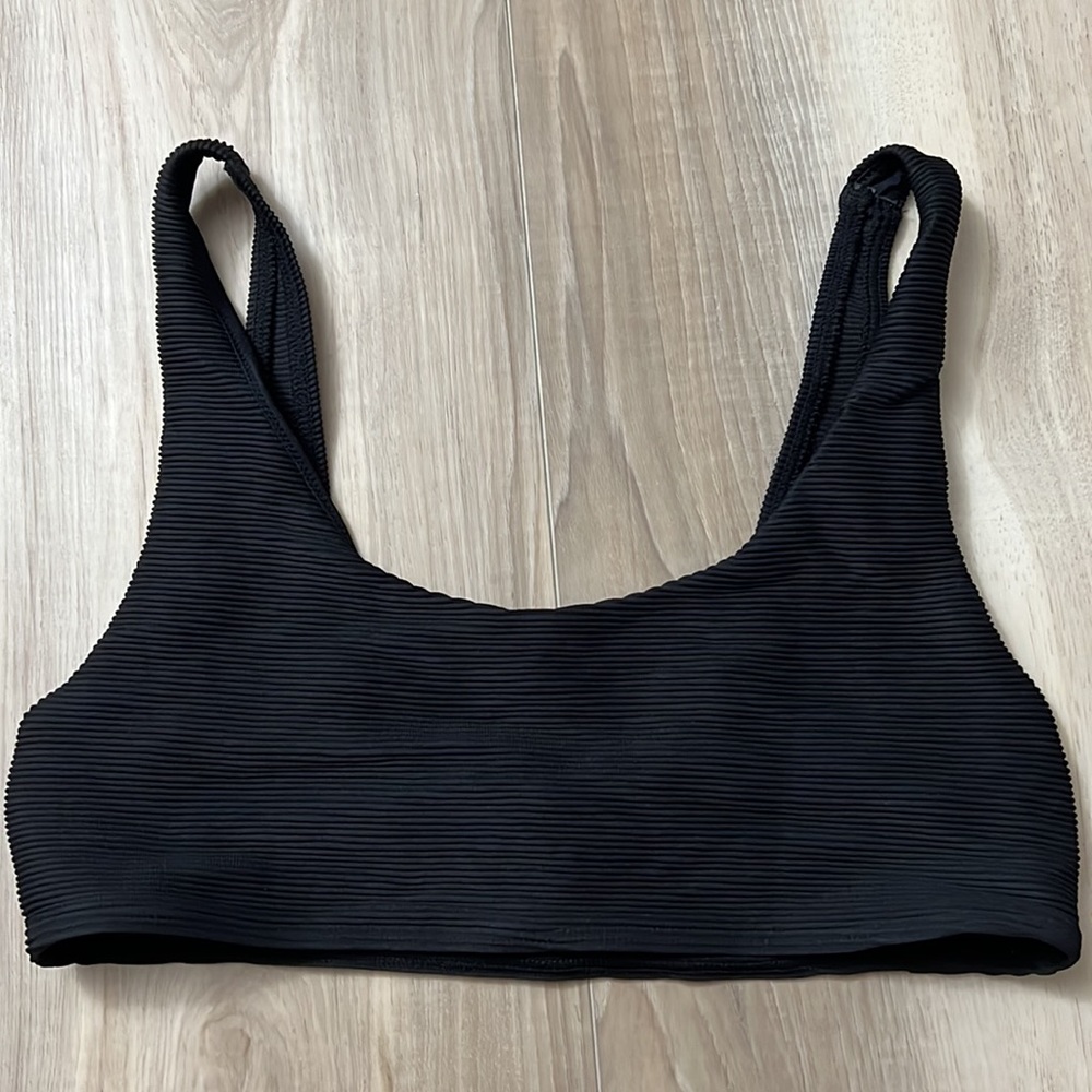 Lepel London Swim Black Ribbed Cropped Bikini Top
